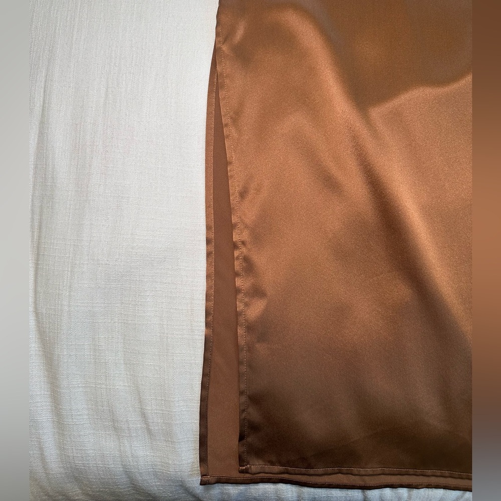Silk Maison Nwt Pink Palace One Shoulder Dress In Brown — image 8 of 8